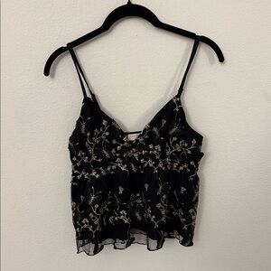 Chic Black Embroidered Women's Camisole